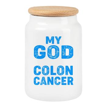 Colon, Cancer, Large Intestine - Cookie Jar with Wooden Lid - white - Front