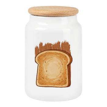 Peanut Butter Bread Sticks - Cookie Jar with Wooden Lid - white - Front
