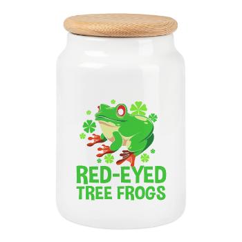 Grenouille Rainette arboricole - Boîte à biscuits avec couvercle en bois - blanc - Devant
