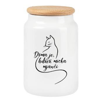 Doma je, hdźež micka mjawči. - Boîte à biscuits avec couvercle en bois - blanc - Devant