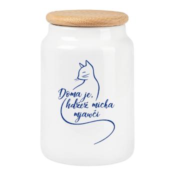 Doma je, hźež micka mjawči. - Keksdose mit Holzdeckel - Weiß - Vorne