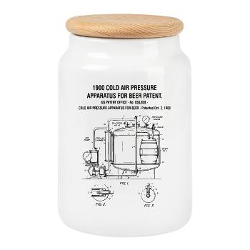 Impression de l’appareil à pression d’air froid de 1900 pour bière - Boîte à biscuits avec couvercle en bois - blanc - Devant
