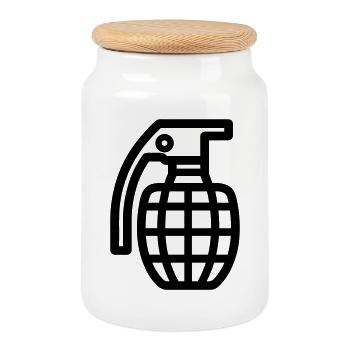 grenade - Boîte à biscuits avec couvercle en bois - blanc - Devant