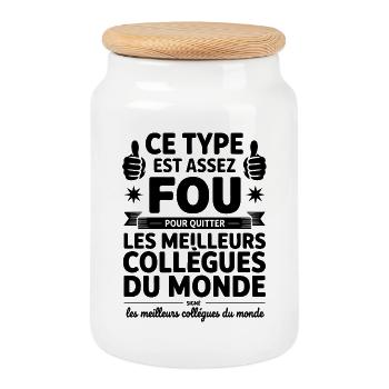 Départ Collègue de Travail Nouvel Emploi Retraite - Boîte à biscuits avec couvercle en bois - blanc - Devant