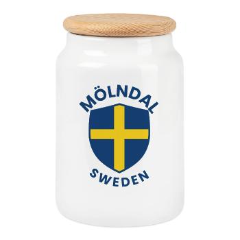 Bouclier de Mölndal Suède - Boîte à biscuits avec couvercle en bois - blanc - Devant