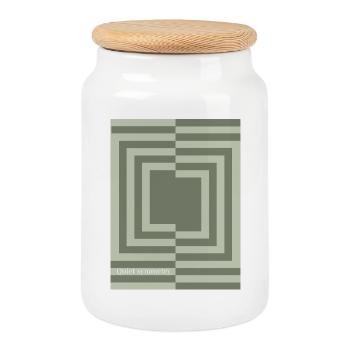 Quiet symmetry Minimal Geometric Poster - Cookie Jar with Wooden Lid - white - Front