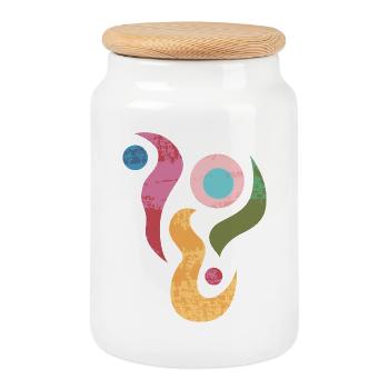 Yoga design_40 - Cookie Jar with Wooden Lid - white - Front