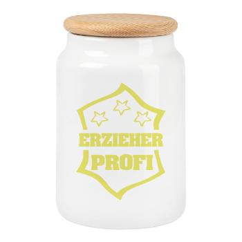 Work Educator - Cookie Jar with Wooden Lid - white - Front