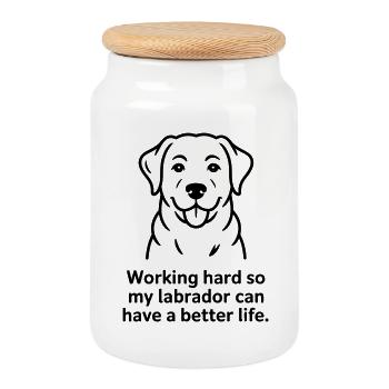 Mein Labrador kann ein besseres Leben haben - Keksdose mit Holzdeckel - Weiß - Vorne