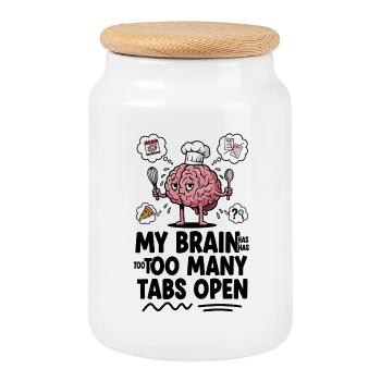 Brain Chef: Too Many Tabs Open - Cookie Jar with Wooden Lid - white - Front