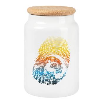 Empreinte digitale des vagues arc-en-ciel au coucher de soleil - Boîte à biscuits avec couvercle en bois - blanc - Devant