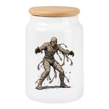 Mummy Comic - Cookie Jar with Wooden Lid - white - Front