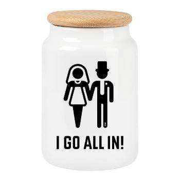 Je mise à fond ! (Mariage Marié Mariée / B) - Boîte à biscuits avec couvercle en bois - blanc - Devant