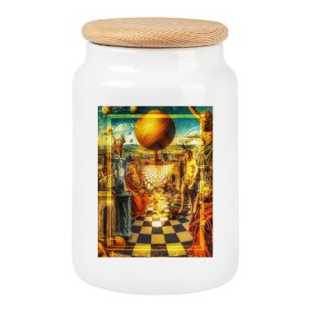 Psychedelische Zeitordnung - Keksdose mit Holzdeckel - Weiß - Vorne