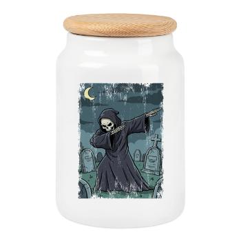 Grim Reaper im nächtlichen Friedhof - Keksdose mit Holzdeckel - Weiß - Vorne