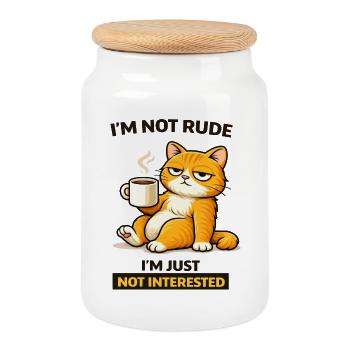 Grouchy Cat Coffee Attitude - Boîte à biscuits avec couvercle en bois - blanc - Devant