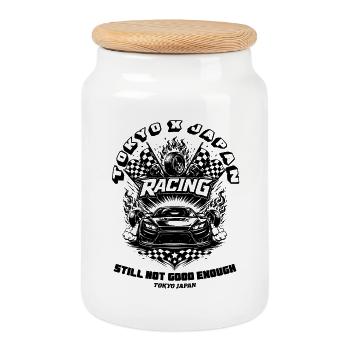 Tokyo Japan Racing Crew - Boîte à biscuits avec couvercle en bois - blanc - Devant