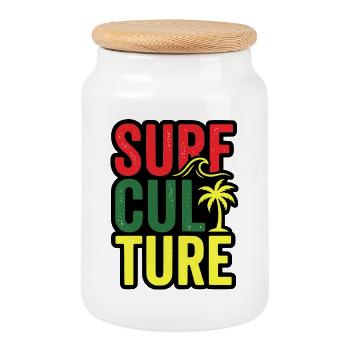 T-shirt Surfer, T-shirt édition Jamaïque, sweat à capuche, tasse - Boîte à biscuits avec couvercle en bois - blanc - Devant