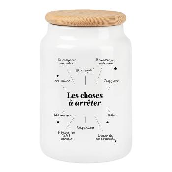CITATION. MESSAGE. HUMOUR. CITATIONS DRÔLES - Boîte à biscuits avec couvercle en bois - blanc - Devant