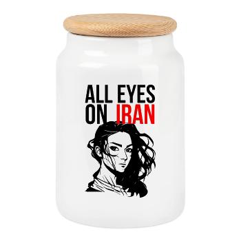 All Eyes On Iran - Keksdose mit Holzdeckel - Weiß - Vorne