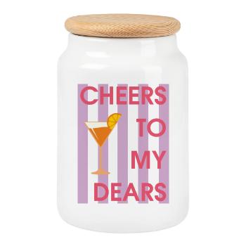 Cheers to my loves, Cheers - Cookie Jar with Wooden Lid - white - Front