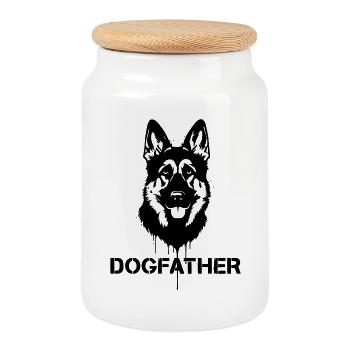 Cool Dogfather German Shepherd Dad - Cookie Jar with Wooden Lid - white - Front