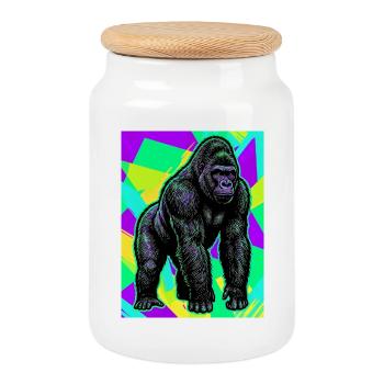Gorilla - Keksdose mit Holzdeckel - Weiß - Vorne