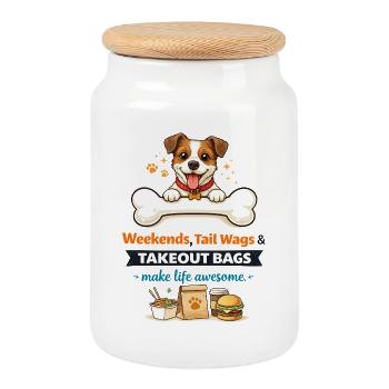 Remues de queue du week-end & plaisir à emporter - Boîte à biscuits avec couvercle en bois - blanc - Devant