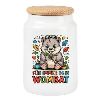 Für Immer Dein Wombat - Keksdose mit Holzdeckel - Weiß - Vorne
