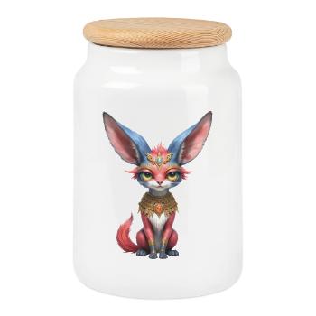 Pharaoh Cat of Crystal and Gold - Cookie Jar with Wooden Lid - white - Front