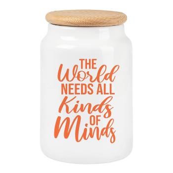 Le monde a besoin de toutes sortes d’esprits inspirants - Boîte à biscuits avec couvercle en bois - blanc - Devant