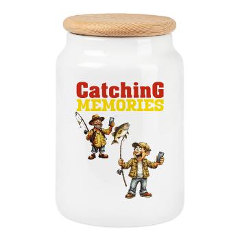 CaptureSouvenirs - Boîte à biscuits avec couvercle en bois - blanc - Devant