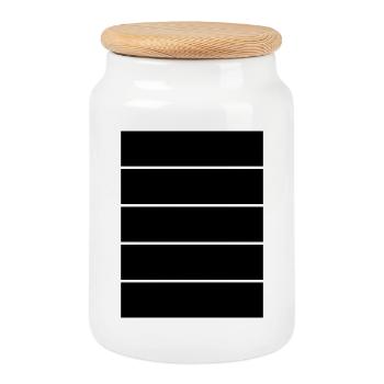Minimalist horizontal lines - Cookie Jar with Wooden Lid - white - Front