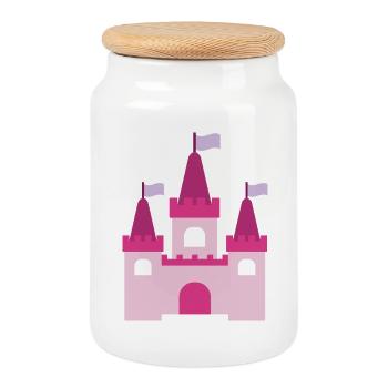 Princess Castle - Cookie Jar with Wooden Lid - white - Front