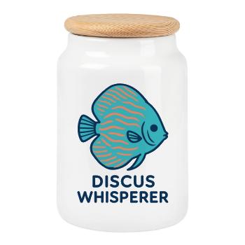 Passionate about Blue and Orange Discus Fish - Cookie Jar with Wooden Lid - white - Front