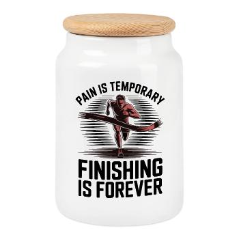 Finish Line Motivation Runner - Cookie Jar with Wooden Lid - white - Front