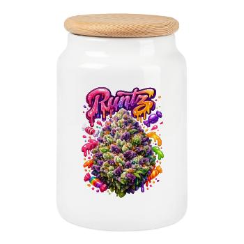 Runtz Candy Graffiti Kunstdruck - Keksdose mit Holzdeckel - Weiß - Vorne
