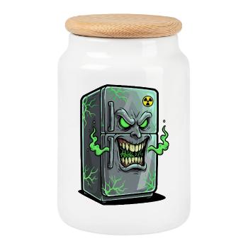 Grim Fridge: Green Ghosts - Cookie Jar with Wooden Lid - white - Front