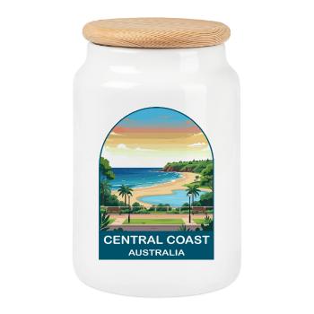 Affiche de voyage sur la plage de la côte centrale australienne - Boîte à biscuits avec couvercle en bois - blanc - Devant