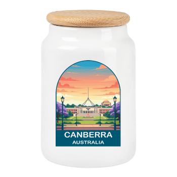 Canberra, Australie, Parlement Art de voyage - Boîte à biscuits avec couvercle en bois - blanc - Devant