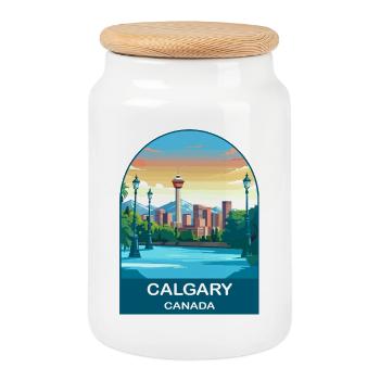Calgary Canada Tower & Berge Reisekunst - Keksdose mit Holzdeckel - Weiß - Vorne