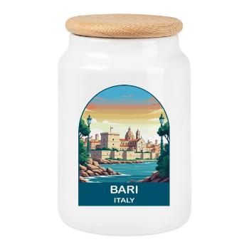 Art d’affiches de voyage vintage à Bari Italie - Boîte à biscuits avec couvercle en bois - blanc - Devant
