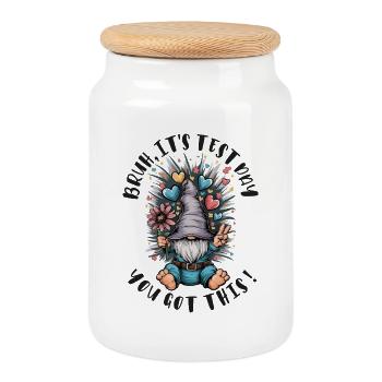 Bruh exam you can do the school motivation - Cookie Jar with Wooden Lid - white - Front