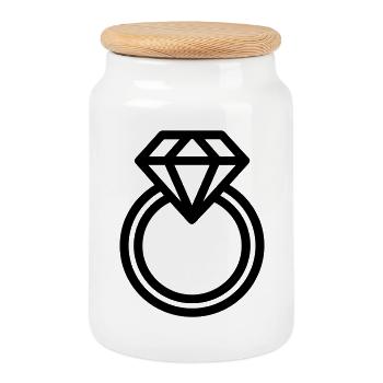 Diamantring - Keksdose mit Holzdeckel - Weiß - Vorne