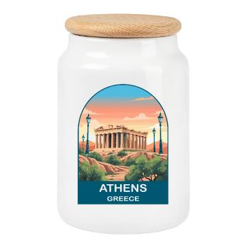 Athen Griechenland Vintage-Reiseposter-Kunst - Keksdose mit Holzdeckel - Weiß - Vorne