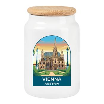 Affiche de voyage vintage de Vienne en Autriche - Boîte à biscuits avec couvercle en bois - blanc - Devant