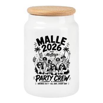 MALLE 2026 Party Crew 24/7 All Day, Every Day - Keksdose mit Holzdeckel - Weiß - Vorne