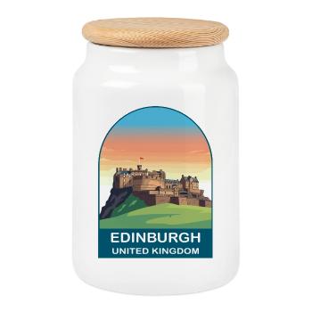 Edinburgh UK Vintage-Reiseposter-Kunst - Keksdose mit Holzdeckel - Weiß - Vorne