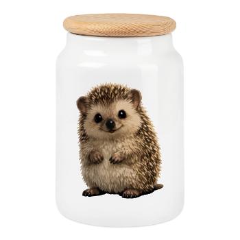 Petit Hérisson Étouffait - Boîte à biscuits avec couvercle en bois - blanc - Devant