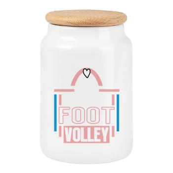10 Jahre Footvolley Jubiläum Footvolleyspieler - Keksdose mit Holzdeckel - Weiß - Vorne